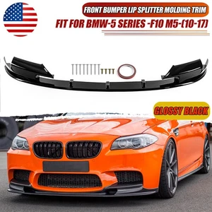 For BMW 5 Series F10 M5 Front Bumper Lip w/ Side Splitters Spoiler Glossy Black - Bild 1 von 10