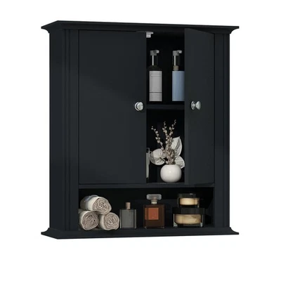 Armario de almacenamiento sobre el inodoro, botiquín de baño montado en la pared con... Foto 1 de 4