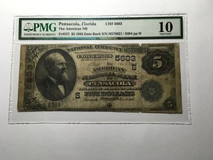 National Bank Note Pensacola Florida PMG 10 Date Back Not On The Market In Years - Picture 1 of 4