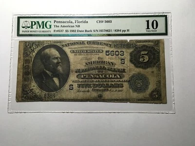 National Bank Note Pensacola Florida PMG 10 Date Back Not On The Market In Years - Image 1 of 4