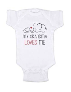 My grandma loves me elephants Uncle Aunt Godmother Godfather baby toddler shirt - Picture 1 of 2