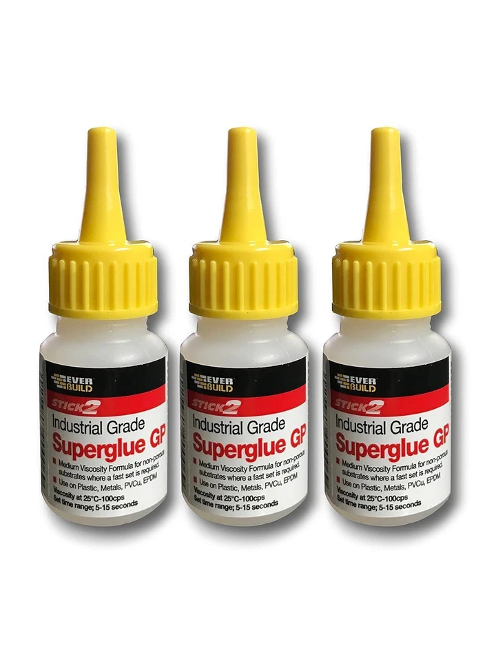 3 x 20g Everbuild Ind Grade GP Medium Viscosity Super Glue Superglue Adhesive