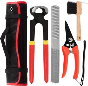 5Pcs Mini Farrier Hoof Trimming Tool Kit for Horse Goat Sheep with Roll Bag - Picture 1 of 7