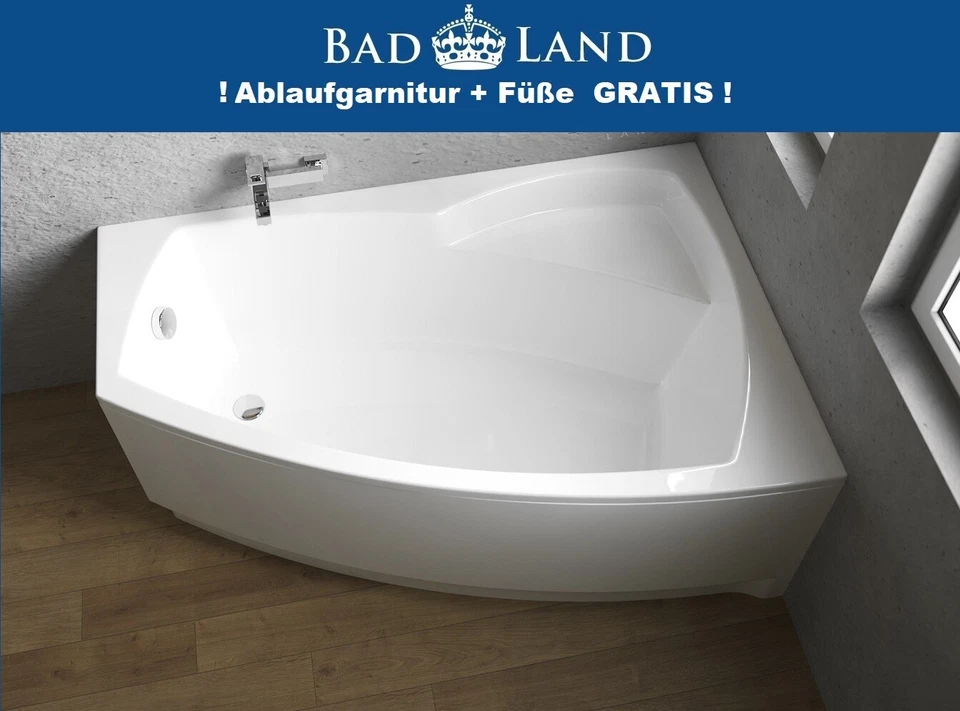 POLIMAT Eckbadewanne Badewanne Acryl 150x100 Rechts - Links AcrylSchürze Füße Ablauf !