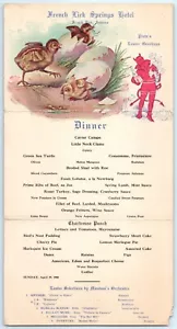 POSTAL 3 Paneles Plegables French Lick Springs Hotel Menú Indiana c1908 Cena de Pascua - Imagen 1 de 2