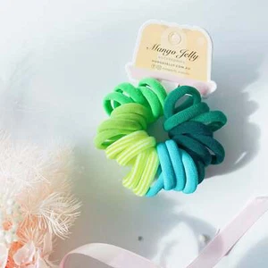 MANGO JELLY Metal Free Hair Ties (3cm) - Green 24P -Twin Pack - Picture 1 of 1