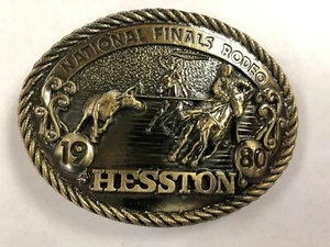 Nagelneu! 1980 Hesston National Finals Rodeo Erwachsene Gürtelschnalle - Bild 1 von 2
