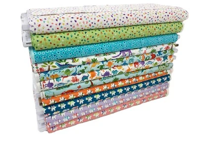 Dinosaur Cotton Fabric Makower Dino Friends Children's Cute for Patchwork Dress