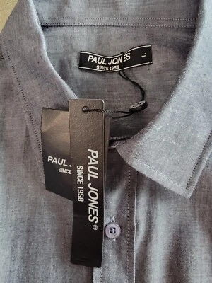 Paul Jones Men's Shirt Size L Gray Long Sleeve Button-up NEW Foto 1 de 4