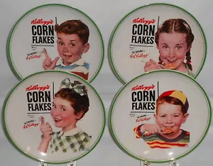 2013 Tavoli Unlimited SET (4) KELLOGGS CORN FLAKES 7 Piatti 3/4" con Scatola - Foto 1 di 6