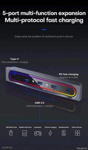 5 in 1 RGB USB Expansion Hub for Tesla 3/Y - Afbeelding 1 van 24