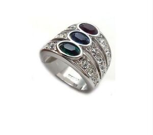 Ring " Lightning Violet " Gold And 4 Types Of Stones: Ruby,Cz,Emerald,Sapphire