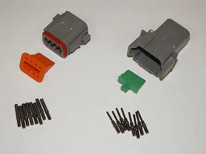 8X GRAY DEUTSCH DT SERIES CONNECTOR SET 16-18-20 GA SOLID NICKEL TERMINALS - Picture 1 of 1