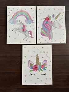 Something Unicorn - Stretched/Framed, Ready to Hang Canvas Wall Art Set of 3 - Picture 1 of 5