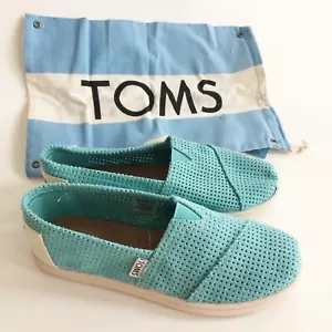 Mocasín TOMS perforado sin cordones de lona azul azulado aguamarina Y4 o W6 NUEVO - Imagen 1 de 9
