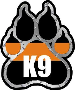 SAR Search and Rescue K9 Paw Decal K-9 Dog Unit Thin Orange Line Vinyl Sticker V - Bild 1 von 1