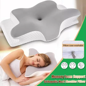 Slow Rebound Memory Foam Butterfly Shaped Neck Pillow Sleeping Posture Support - Picture 1 of 10