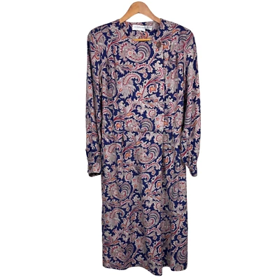 Vintage 80s Liz Claiborne Dress Womens Paisley Hidden Button Front Pleated Sz 10 - Image 1 of 4