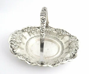 Antique 800 Silver Reticulated Floral Repousse Bridal – Candy Basket 95 Grams - Picture 1 of 12