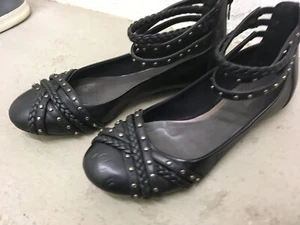 schöne Graceland Ballerina 40 schwarz Nieten Riemchen Reißverschluss Deichmann - Bild 1 von 9