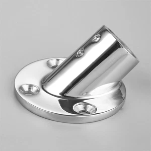 Stainless Steel 45 Degree 1" Round Base hand rail fittingMarine 25mm Diameter - Picture 1 of 7