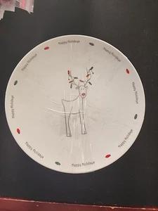 Plates Appetizer Holiday Cordon Bleu Reindeer "Cheers/Light"  Set of 6 pre owned - Picture 1 of 6