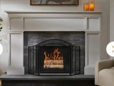 Salishan 1007776723 48 in W in H Black Steel 3-Panel Fireplace Screen