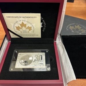 2018 30th Anniversary of the Silver Maple Leaf 3oz Silbermünze & Barren Set Box/COA - Bild 1 von 11