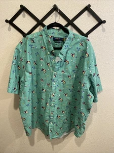Polo Ralph Lauren klassische Passform ungesteckt Knopfleiste Schwertfisch Palme Hemd 3XB - Bild 1 von 7