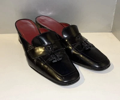 Zapatos Lauren Ralph Lauren de cuero negro para mujer 6,5 B con borla WG1221 Foto 1 de 4