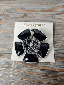 Modeschmuck Brosche, Erica Lyons schwarzer Onyx-Stil Stern Design - Bild 1 von 3