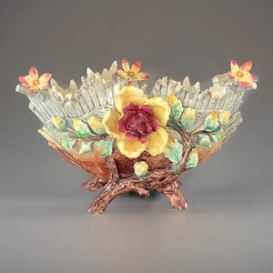 Barbotine Art Nouveau Jardinière Ceramique Début XXe France Décor Floral - Imagen 1 de 10