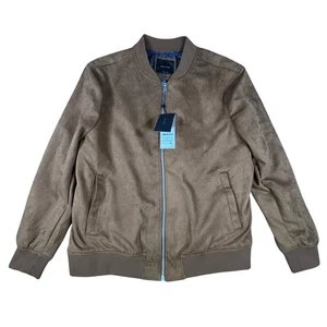 Porter & Ash Herren Wildleder Bomberjacke XXL braun Paisley gefüttert Reißverschluss vorne - Bild 1 von 10