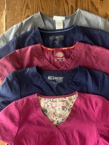 Greys Anatomy,KOI, Dickies, Womens Scrub Tops Size S,XS  Lot of 5 - Picture 1 of 15