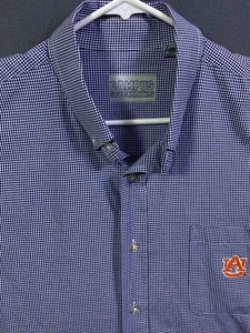 Camicia Auburn Tigers uomo XL blu a quadri con bottoni specialità campus NCAA guerra E - Foto 1 di 10