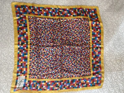 Винтажный квадратный геометрический шелковый шарф Schiaparelli 60-е 23 дюйма - Изображение 1 из 3