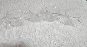 (Set of 4) Vintage Arcoroc Punch Cups Clear With Leaves Pressed Glass 3" France - Picture 1 of 14