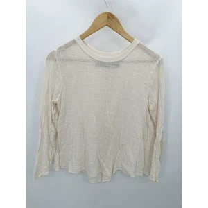 Enza Costa Top Damen 1 SMALL Creme Langarm Halbtransparent 100% Baumwolle Shirt - Bild 1 von 10