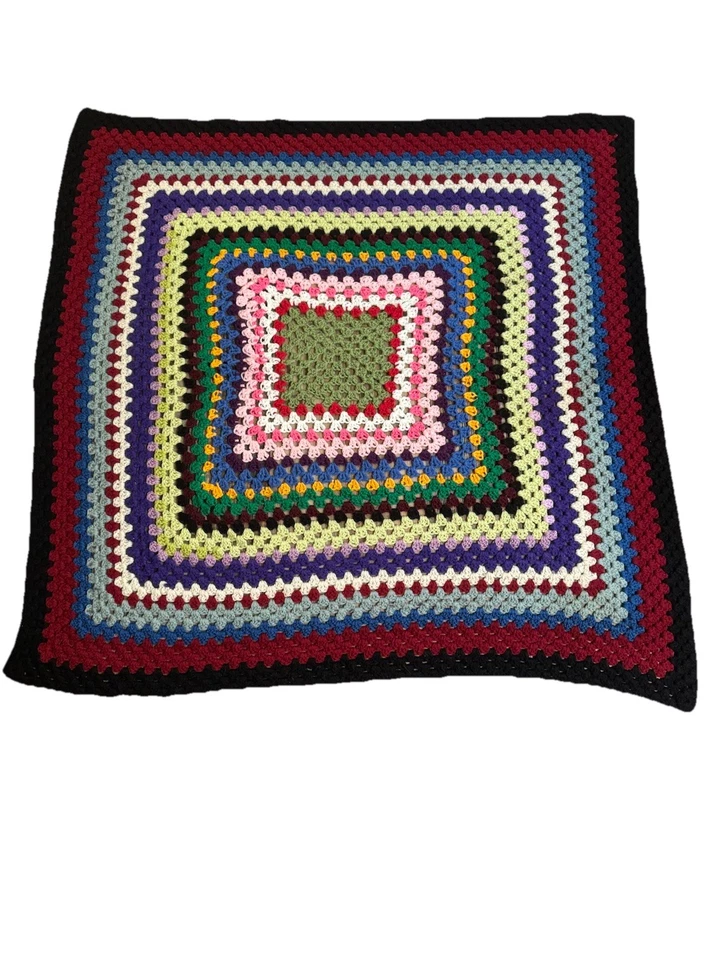 Manta de regazo colorida afgana de ganchillo cuadrada de abuela hecha a mano 51 x 51 arco iris Foto 1 de 3
