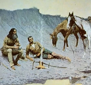 Frederic Remington A New Year On The Cimarron Western Art Bookplate Print 21 - Picture 1 of 4