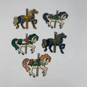 5er Set Vintage Karussell Pferd Sonnenfänger Buntglas Fensterdeko - Bild 1 von 13
