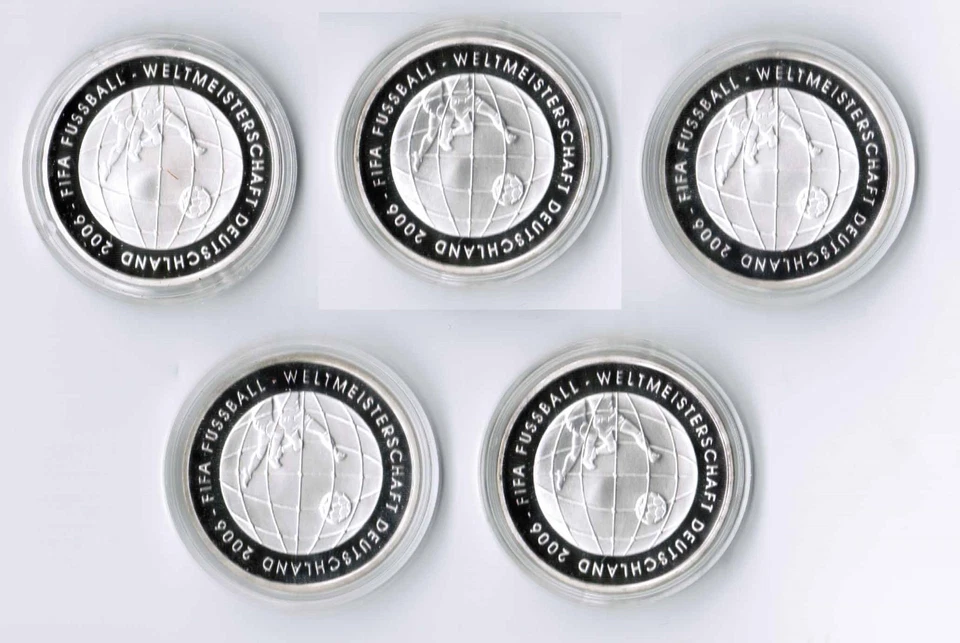 Germany 10 Euro Football 2005 A D F G J Complete Mint Condition - Image 1 of 1