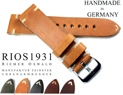 22mm/20 Hecho a Mano Alemania RIOS1931 Aspecto Retro Cuero Reloj Piloto Aviador Correa  Foto 1 de 4