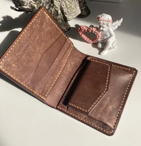 Herren Geldbörse Leder Handgemacht  Portemonnaie Geschenk für Freund Geldbeutel - Picture 1 of 9