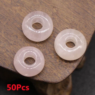 50Pcs 14x8mm Natural Rose Quartz Rondelle Large Hole Beads Spacer Bead DIY HT521 - Image 1 of 4