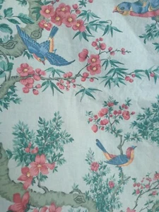 Sanderson Oriental Bird vintage SINGLE curtain 81"d x 96"w 1989 chinoiserie - Picture 1 of 13