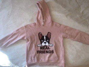 ZARA KIDS GIRL light pinkish SEQUINED Dog SWEATSHIRT HOODIE LONG SLEEVES 8 - Picture 1 of 12