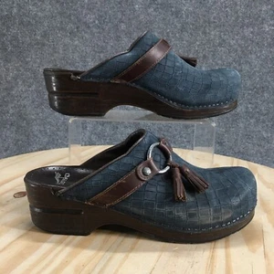 Dansko Shoes Womens 40 Shandi Clogs Blue Leather Croc Skin Closed Toe  174547878 - Picture 1 of 16