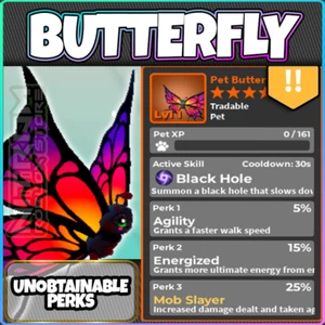 Roblox World Zero - BENEFICIOS INALCANZABLES - MARIPOSA - AGI 5 · ENERG 15 · MOB 25 - Imagen 1 de 1
