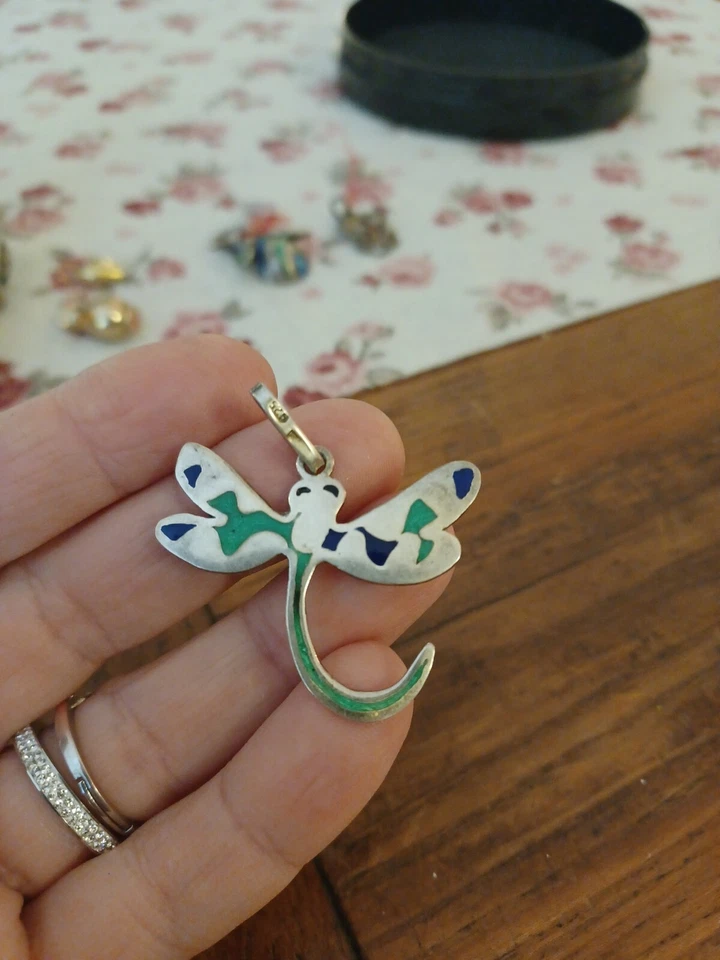 CIONDOLO /CHARMS VINTAGE A FORMA DI LIBELLULA - ARGENTO - Immagine 1 di 2